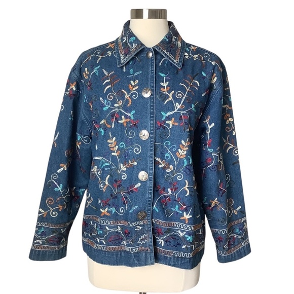 Vintage Embroidered Denim Jeans Jacket - Picture 1 of 16